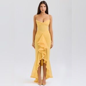 House of CB Gabbi Dress - Apricot Ruffled Front Gown